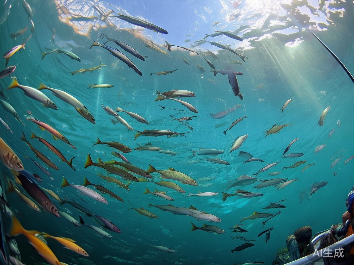 观察鱼群移动规律。不同的鱼类会按照特定轨迹移动，掌